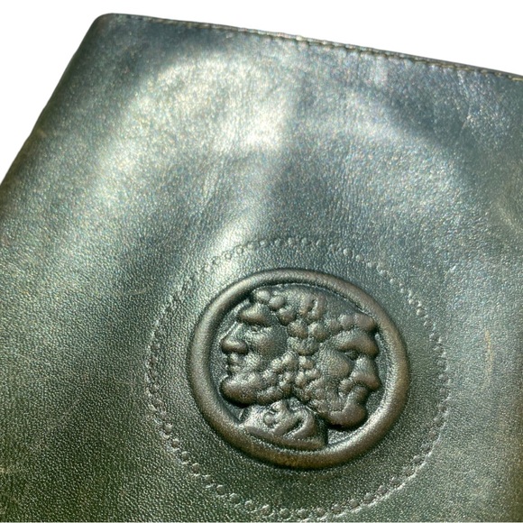 🔸FENDI🔸ULTRA RARE🔸1980 Janus Collection X-Large Unisex Green Leather Wallet - Picture 6 of 16